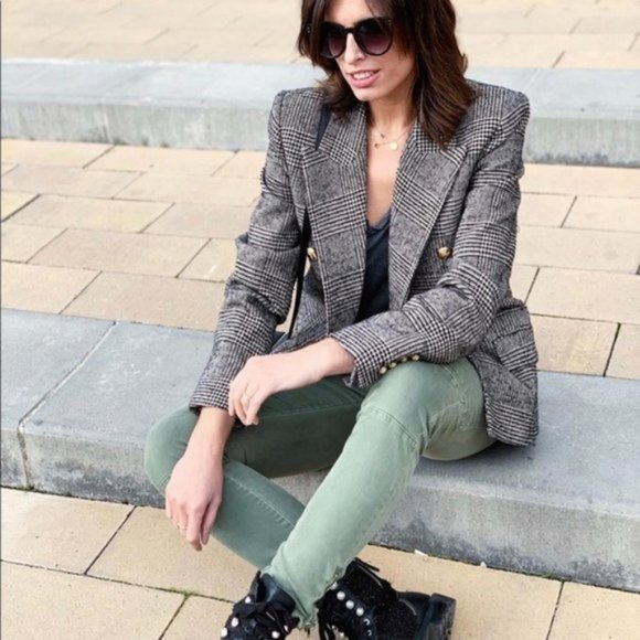 ❌SOLD❌Zara Double Breasted Houndstooth Blazer - Picture 5 of 14